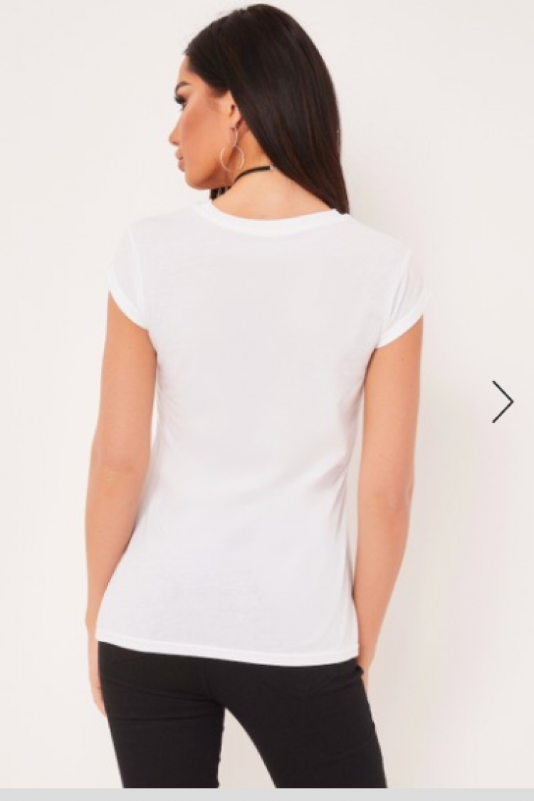 Veronica White Vogue Slogan T-Shirt Back View